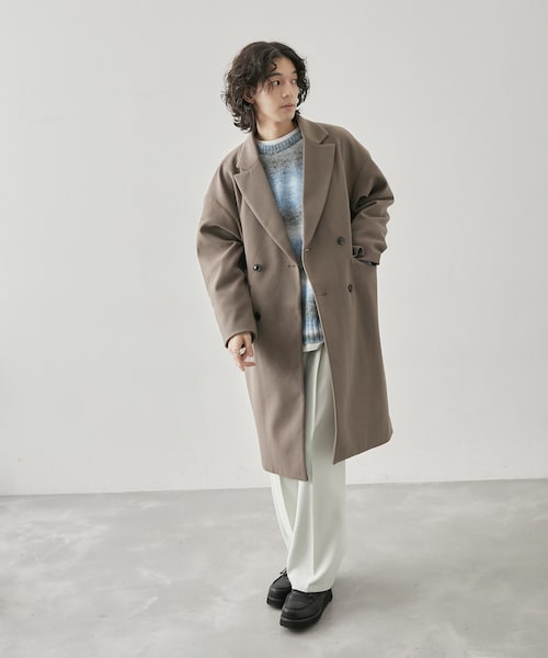 JUNRED(ジュンレッド)の「ダブルチェスターコート(チェスターコート・メンズ・ベージュ系/ダークブラウン/ブラック・L/LL/M)」の13枚目の写真