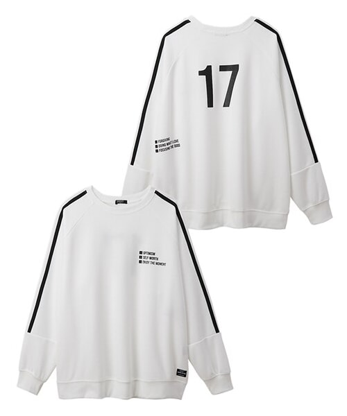 nissen（ニッセン）の「袖切替ライン使いトップス（男の子・女の子）（スウェット・キッズ・オフホワイト/黒・110/120/130/140/150/160）」の3枚目の写真