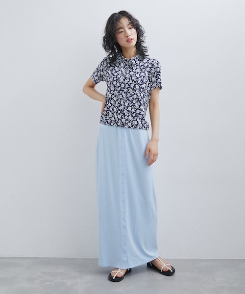 ADAM ET ROPE'(アダムエロペ)の「【agnes b. pour ADAM ET ROPE'】JUPE PRESSIONS LONG(スカート・レディース・ブラック/サックス・M)」の14枚目の写真