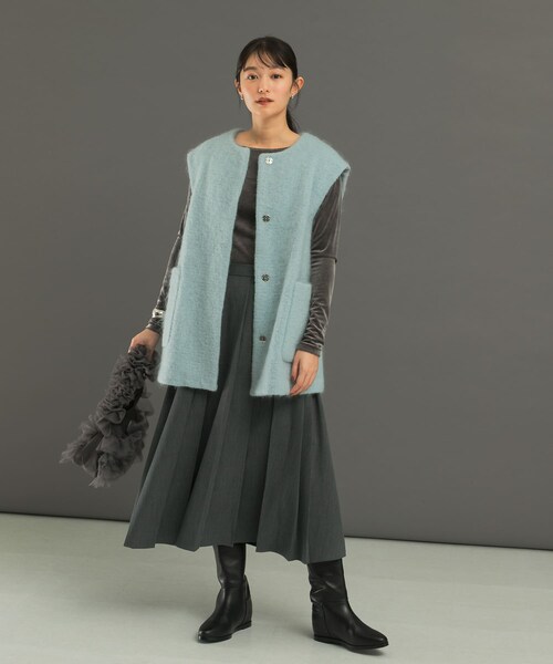 URBAN RESEARCH ROSSO（アーバンリサーチロッソ）の「ランダムプリーツスカート（スカート・レディース・greencheck/browncheck/gray・36/38）」の5枚目の写真