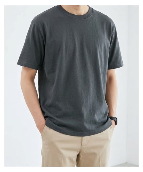 nissen（ニッセン）の「綿１００％無地クルーネック半袖Ｔシャツ（Tシャツ/カットソー・メンズ・ホワイト/デニム/チャコール/オートミール/ネイビー/ライトピンク/ライトパープル/シーブルー/ロイヤルブルー/フォレスト/アクア/ライトイエロー/オレンジ/レッド/バーガンディ/ブラック/ライトベージュ/サンドカーキ/キャメル/ダークブラウン/ダスティピンク/ダスティブルー/アーミーグリーン/セメント/サファリ/モスグレー/アシッドブルー・S/M/L/XL/XXL/XXXL/4XL/XXXXL/5XL）」の15枚目の写真