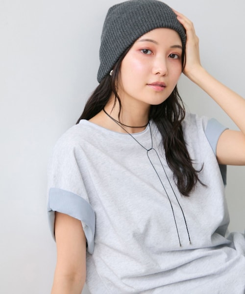 VIS(ビス)の「【WEB限定】天竺袖配色Tシャツ(Tシャツ/カットソー・レディース・ブラック/ライトグレー/オフホワイト・F)」の8枚目の写真