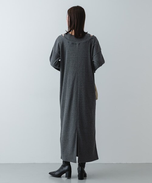 SENSE OF PLACE by URBAN RESEARCH（センスオブプレイスバイアーバンリサーチ）の「レイヤードネックリブワンピース（ワンピース・レディース・OATMEAL/BLACK/CHARCOAL・COMPACT/One）」の16枚目の写真