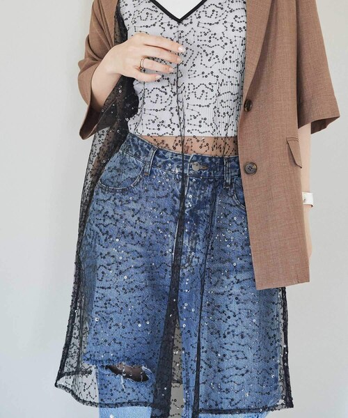 VIS（ビス）の「スパンコールキャミワンピース（ワンピース・レディース・ブラック系/ベージュ系・F）」の11枚目の写真