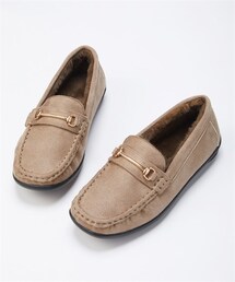 nissen | 【ゆったり幅広】ビット付エコファードライビングシューズ（低反発中敷）（ワイズ４Ｅ）(バレエシューズ)