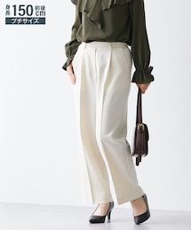 Petitjo | 小さいサイズ　きれい見えセミワイドパンツ（股下64ｃｍ）　低身長さん・小柄女性(スラックス)