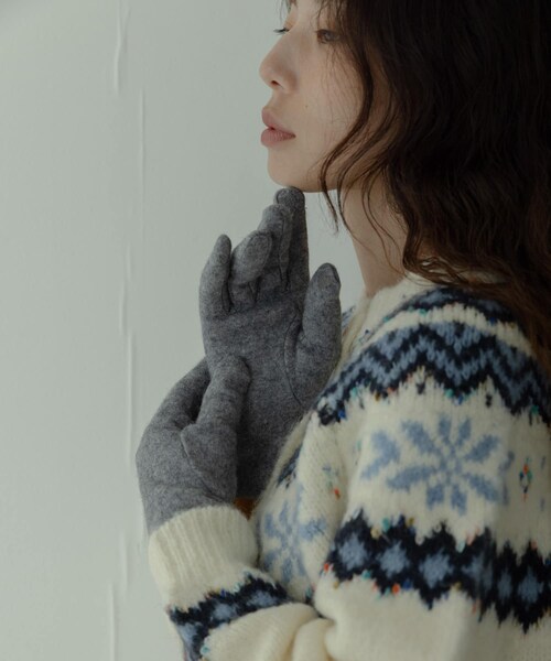 URBAN RESEARCH Sonny Label（アーバンリサーチサニーレーベル）の「ウールミックスニットグローブ（ベルト・レディース・グレー/ブラック/ベージュ・One）」の8枚目の写真