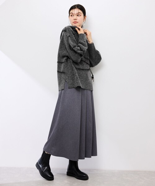 ROPE' PICNIC(ロペピクニック)の「コードリンキングニットフーディ(パーカー・レディース・チャコール/ベージュ・F)」の6枚目の写真