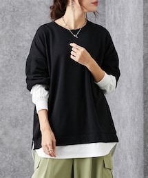 Soiunique | ガーゼ裏毛　重ね着風長袖トップス ［Soiunique］(Tシャツ/カットソー)