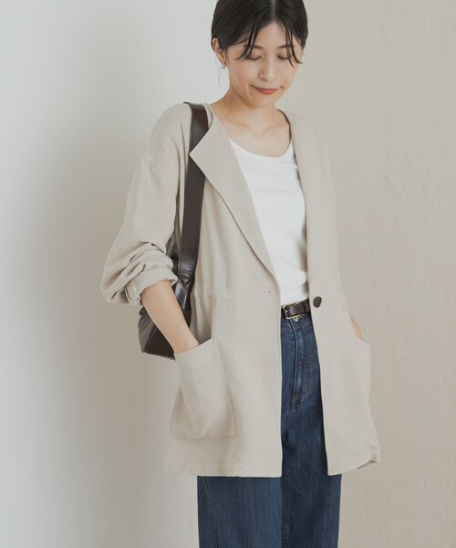 URBAN RESEARCH DOORS(アーバンリサーチドアーズ)の「ウエストドロストジャケット(テーラードジャケット・レディース・BLACK/BEIGE・M)」の15枚目の写真