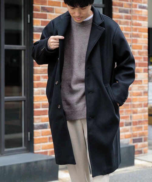 ITEMS URBANRESEARCH（アイテムズ アーバンリサーチ）の「ウールライクメルトン チェスターコート（チェスターコート・メンズ・MOC/BLK/KHK・M/L）」の7枚目の写真