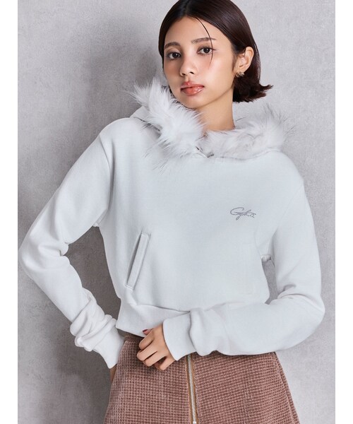 GYDA（ジェイダ）の「Gyda bijouファーパーカー（パーカー・レディース・オフホワイト/グレー/ブラック・F）」の3枚目の写真