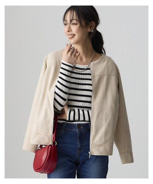 nissen（ニッセン）の「フェイクスエードノーカラーライダースジャケット＜大きいサイズ有＞（ライダースジャケット・レディース・ライトグレージュ/モカブラウン/ミントグリーン/くすみピンク/アイスブルー※26春新色/【使用不可1】/【使用不可2】/【使用不可3】・L/LL/3L/4L/5L/6L/8L/10L/S/M）」の9枚目の写真