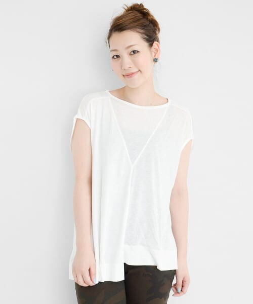 URBAN RESEARCH ROSSO（アーバンリサーチロッソ）の「アシンメトリー TOPS（Tシャツ/カットソー・レディース・BEIGE/OFF WHITE/BLACK・FREE）」の5枚目の写真