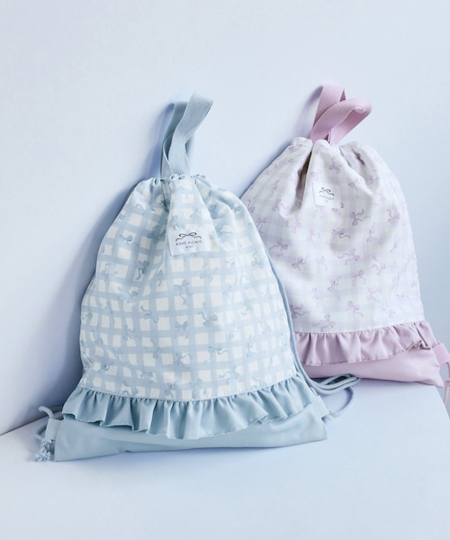 ROPE' PICNIC(ロペピクニック)の「【KIDS/キッズ】チェック×リボン柄ナップザック(バックパック/リュック・キッズ・サックス/ラベンダー系・F)」の9枚目の写真