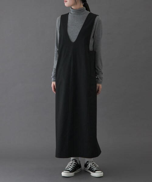 URBAN RESEARCH DOORS（アーバンリサーチドアーズ）の「FORK&SPOON　ウールライクジャンパースカート（ワンピース・レディース・BLACK/TOPCCL・1/2）」の3枚目の写真