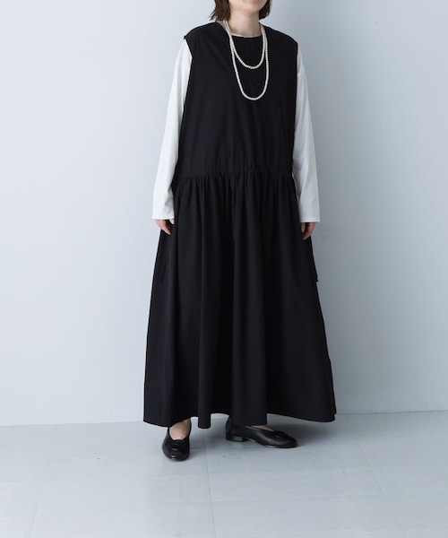 かぐれ（カグレ）の「タイプライターギャザーワンピース（ワンピース・レディース・IVORY/BLACK・Free）」の2枚目の写真
