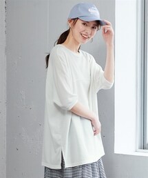 nissen | 大きいサイズゆるシルエットスラブインレーパフスリーブチュニック(Tシャツ/カットソー)