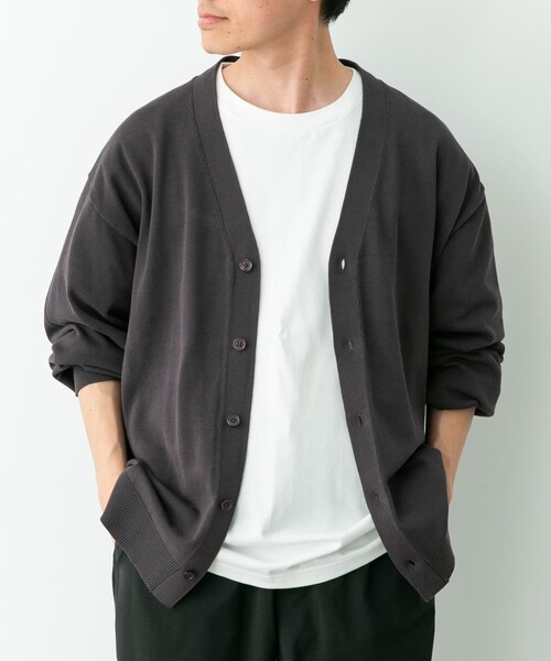 URBAN RESEARCH Sonny Label（アーバンリサーチサニーレーベル）の「強撚コットンニットカーディガン（カーディガン/ボレロ・メンズ・グレー/チャコール/レッド・M/L）」の21枚目の写真