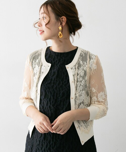 Chaco×ROSSO　レース×ニットカーディガン