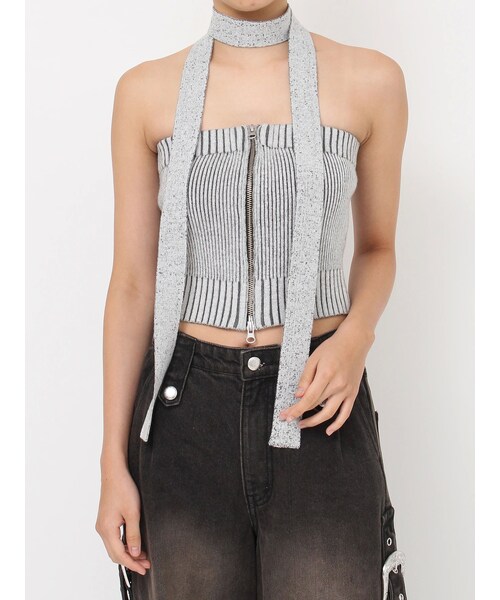 jouetie（ジュエティ）の「ストールセットマルチWAYニットビスチェ（キャミソール・レディース・グレー/ブラック/ブルー/レッド・M）」の13枚目の写真