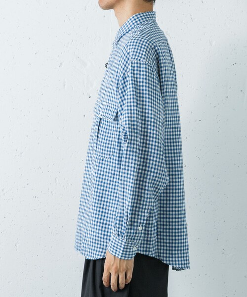 URBAN RESEARCH（アーバンリサーチ）の「PORTER CLASSIC　ROLL UP LINEN GINGHAM SHIRTS（シャツ/ブラウス・メンズ・BLACK/F.BLUE/RED・L/XL/XXL）」の16枚目の写真