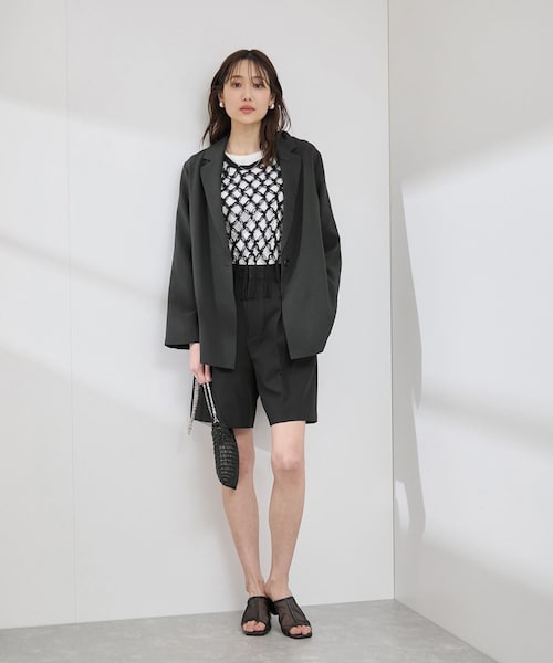 ROPE' PICNIC（ロペピクニック）の「【接触冷感・吸水速乾・防シワ】エフォートレスリラックスジャケット/通勤・セットアップ対応（テーラードジャケット・レディース・チャコール/ライトグレー/ベージュ・38/40）」の14枚目の写真