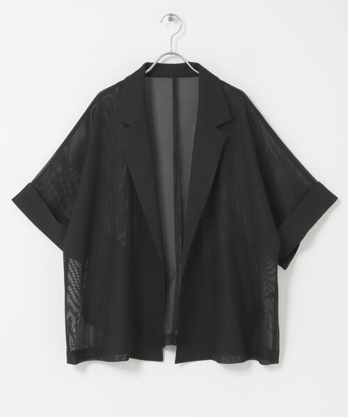 ITEMS URBANRESEARCH(アイテムズ アーバンリサーチ)の「メッシュ半袖ジャケット(テーラードジャケット・レディース・BLK/BEG・Free)」の10枚目の写真