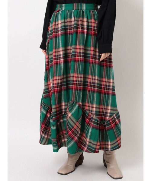 merry jenny（メリージェニー）の「リボンチェックフレアスカート（スカート・レディース・レッド/グリーン・F）」の3枚目の写真