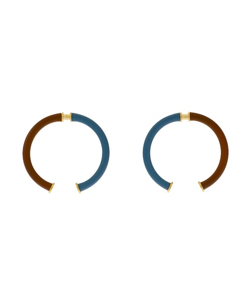 UN3D.（アンスリード）の「W PARTS RING PIERCE（ピアス（両耳用）・レディース・ネイビー/ブラウン/シルバー/ゴールド・F）」の4枚目の写真