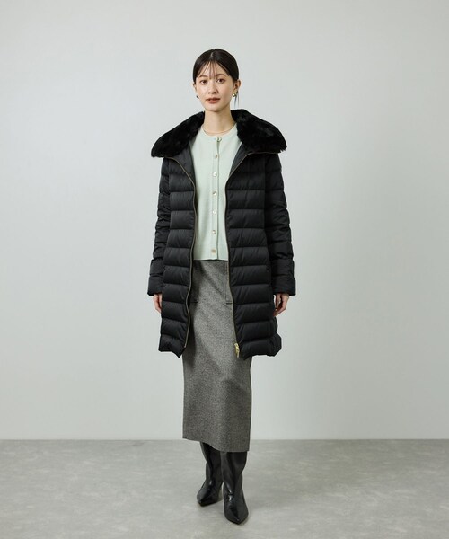 ROPE'(ロペ)の「サテンロング丈ダウンコート/イージーケア(ダウンジャケット/コート・レディース・ブラック/ネイビー・36/38)」の10枚目の写真