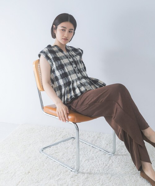 URBAN RESEARCH ROSSO（アーバンリサーチロッソ）の「チェックジャガードタックデザインブラウス（シャツ/ブラウス・レディース・BLACK・Free）」の10枚目の写真