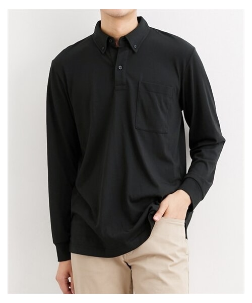 nissen（ニッセン）の「ボタンダウン長袖ポロシャツ【大きいサイズ有】（ポロシャツ・メンズ・カーキ/ネイビー/黒・M/L/LL/3L/4L/5L/6L/8L/10L）」の4枚目の写真