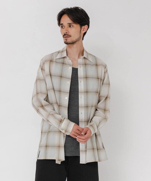 URBAN RESEARCH(アーバンリサーチ)の「SHEER CH SQUARE CUT SHIRTS(シャツ/ブラウス・メンズ・IVORY/BLACK/GREEN・M/L)」の6枚目の写真