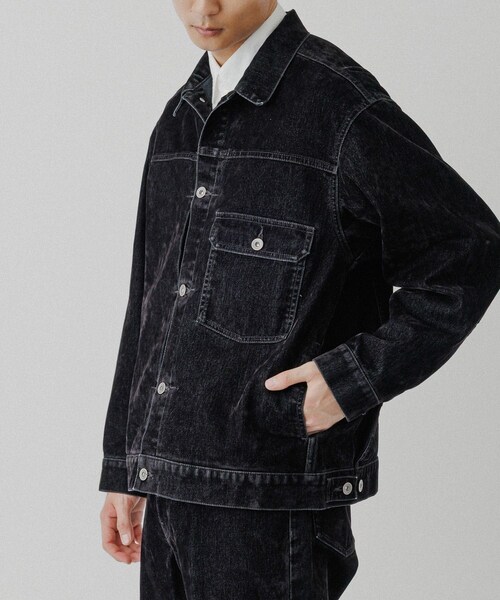 ADAM ET ROPE'（アダムエロペ）の「【ISKO】フロッキー デニムジャケット / ADAM ET ROPE' JEANS -PERS-（デニムジャケット・メンズ・ブラック系/ダークブラウン系・L/M）」の11枚目の写真