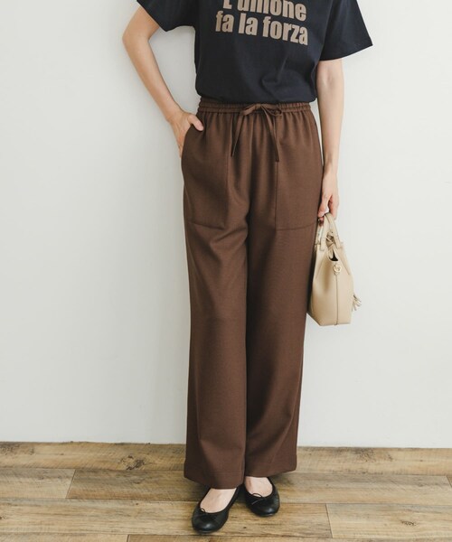 ITEMS URBANRESEARCH（アイテムズ アーバンリサーチ）の「リネンライクイージーワイドパンツ（その他パンツ・レディース・BRN/YEL/BLK/MOC・FREE）」の2枚目の写真