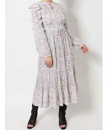 MERCURYDUO | ミスティプリントプリーツデザインワンピース(ワンピース)