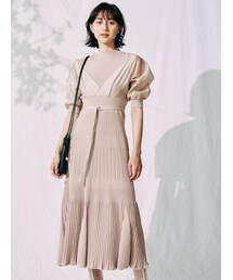 MERCURYDUO | 異素材ドッキングフレアニットワンピース(ワンピース)