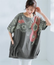 nissen | ＜大きいサイズ＞【BARNDOORコラボ】裾タックコクーンシルエットフレンチ袖ゆるっとチュニック(チュニック)
