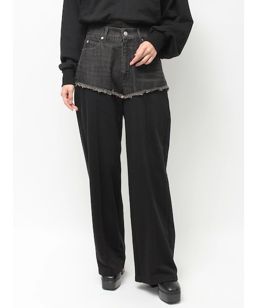 EVRIS（エヴリス）の「ドッキングスウェットデニムパンツ【セットアップ着用可能】（スウェットパンツ・レディース・ブラック/ネイビー・S/M）」の9枚目の写真