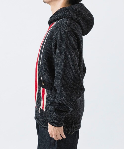 URBAN RESEARCH（アーバンリサーチ）の「The DUFFER N NEPHEWS　KNITTED ZIP UP HOODIE（テーラードジャケット・メンズ・BLACK/BROWN・M）」の6枚目の写真