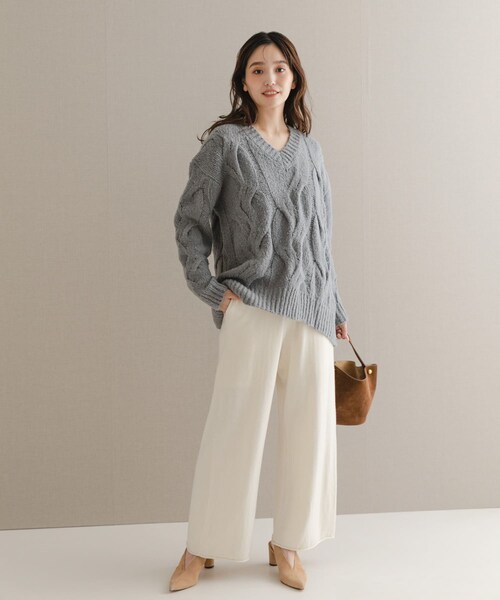 URBAN RESEARCH ROSSO（アーバンリサーチロッソ）の「ウールカシミヤケーブル編オーバーニット（ニット/セーター・レディース・OFF/PURPLE/FOGGRAY・Free）」の14枚目の写真