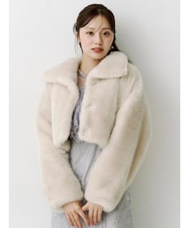 MERCURYDUO（マーキュリーデュオ）の「フェイクファースタンドカラーショートコート（その他アウター・レディース）」