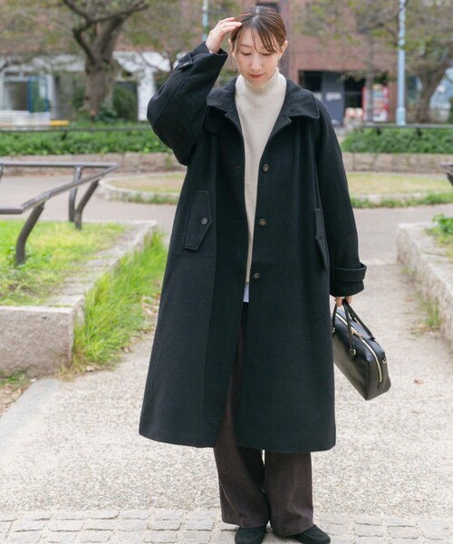 ITEMS URBANRESEARCH（アイテムズ アーバンリサーチ）の「尾州ウールスタンドカラーコート（テーラードジャケット・レディース・G.BEG/BLK/CHK・Free）」の8枚目の写真