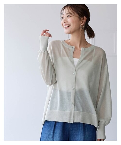 nissen（ニッセン）の「＜大きいサイズ＞【アイスクリーンライト】シアーカーディガン（接触冷感・毛玉になりにくい・洗濯機で洗える）（カーディガン/ボレロ・レディース・黒/ライトグレー/ミント/ラベンダーピンク/ライトブルー/ミスティラベンダー/ダークオリーブ/ディープネイビー・L/LL/3L/4L/5L/6L/8L/10L）」の19枚目の写真