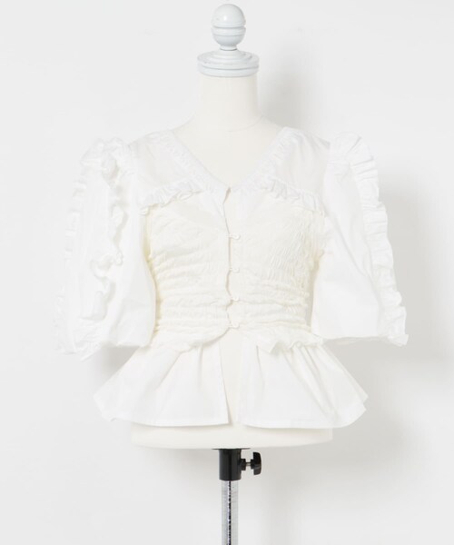 THE GOODLAND MARKET（ザグッドランドマーケット）の「old honey　68℃ bustier shirt（シャツ/ブラウス・レディース・L.blue/white・FREE）」の4枚目の写真