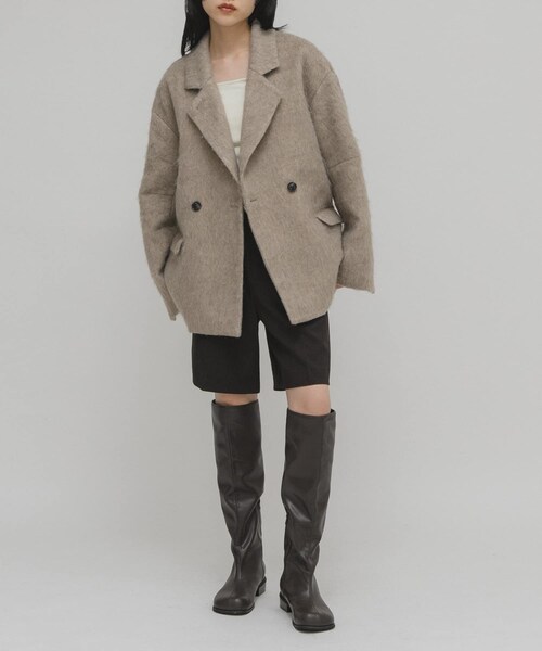 KBF（ケイビーエフ）の「シャギーテーラードジャケット（テーラードジャケット・レディース・CHARCOAL/BLUE MIX/MOCHA・One）」の22枚目の写真