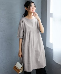 nissen | ＜大きいサイズ＞綿100％ドビー切替チュニック(チュニック)