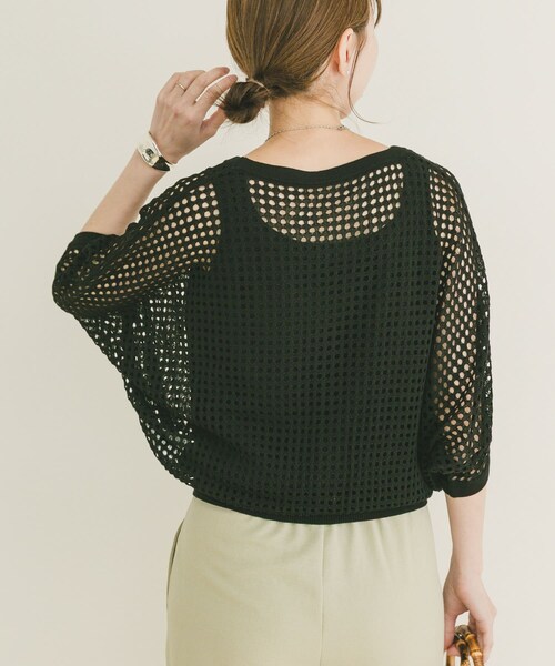 ITEMS URBANRESEARCH（アイテムズ アーバンリサーチ）の「メッシュニットカーディガン（ニット/セーター・レディース・BRN/BLK/GREGE・Free）」の6枚目の写真
