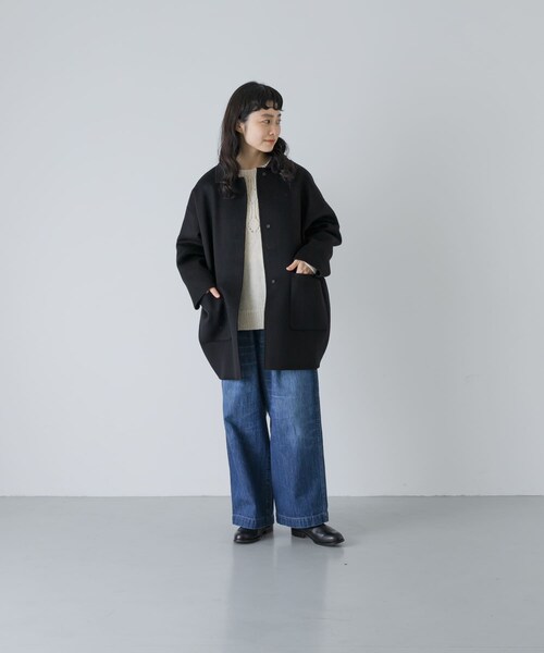 かぐれ(カグレ)の「ウールステンカラーショートコート(テーラードジャケット・レディース・GREGE/BLACK・Free)」の7枚目の写真